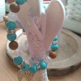 Dámský náramek z minerálů – Tyrkenit, jaspis dřevitý, křišťál