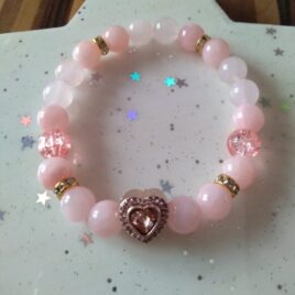 Dámský náramek – Jaspis růžový, růženín, křišťál pukaný