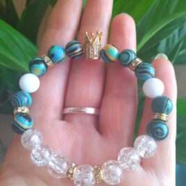 Minerální náramek Zelený aventurín, jadeit, křišťál pukaný