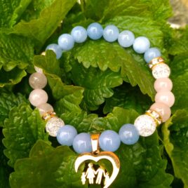 Minerální náramek modrý křemen, růženín, křišťál pukaný